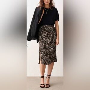 Ba&sh Jupe Estel button-embellished printed satin-jacquard skirt, Size L